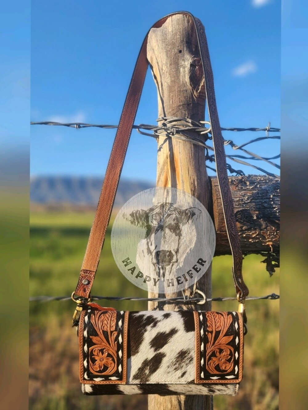 Leather Cowhide Wallet/Crossbody